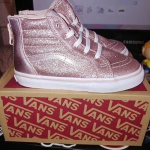 Vans pink glitter STARS SK8-HI ZIP toddler size 9